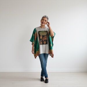 Credence Clearwater Revival Upcycled Kantha Tunic Handcrafted NWT one size